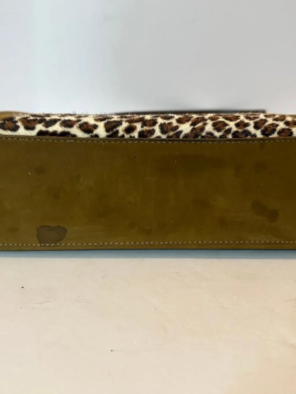 Vintage 1960s MCM Caramel Ultra-suede Clasp Handbag Hair-on-Hide Accent Panels